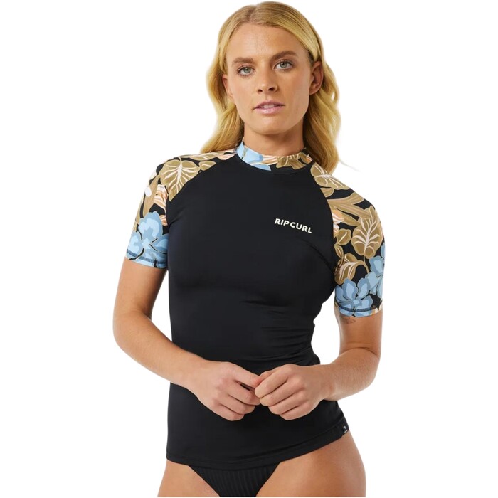 2024 Rip Curl Mujer Follow The Sun UPF 50 Chaleco De Lycra De Manga Corta 169WRV - Black